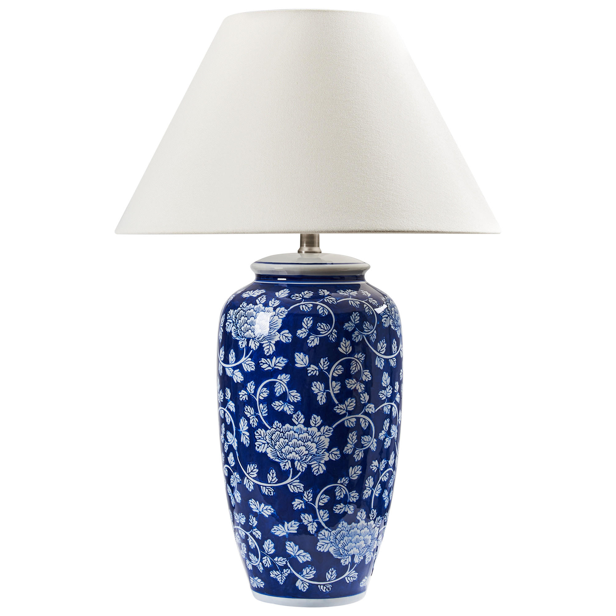 TISCHLEUCHTE Blau/Weiß Angeles - Blau/Weiß, Keramik (42/42/62cm) - Beliani