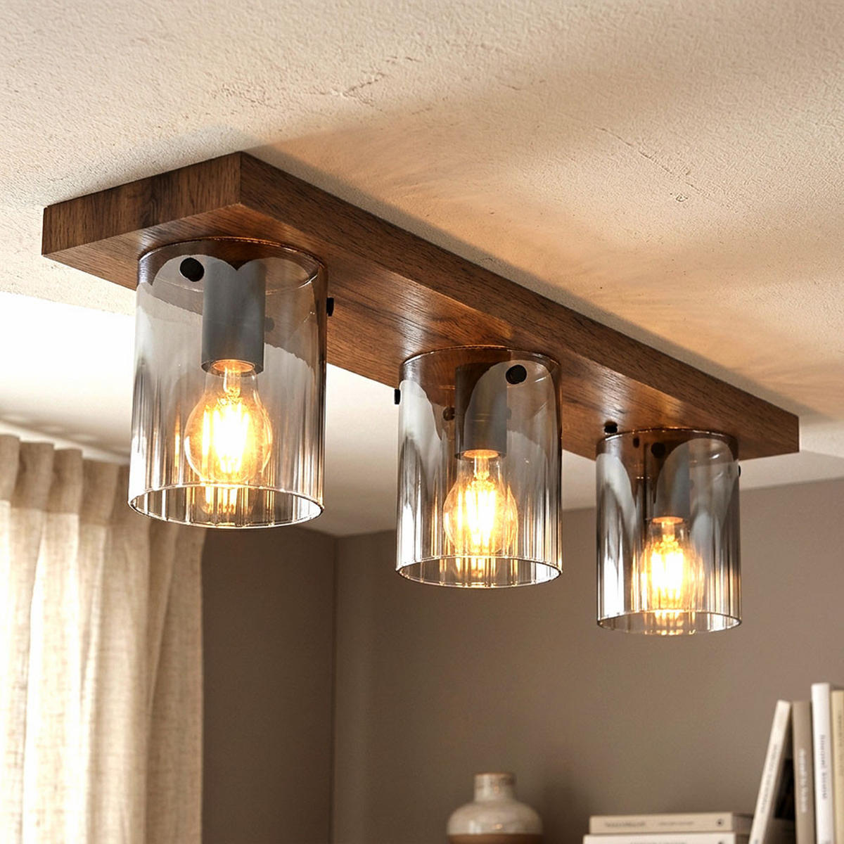 LED-DECKENLEUCHTE UNDERWOOD - Braun, Glas (71/16/18cm) - Globo Lighting
