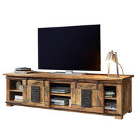TV-LOWBOARD - Mango massiv / Eisen - Mango / Schwarz - Braun, Holz/Metall (180/50/55cm) - home24
