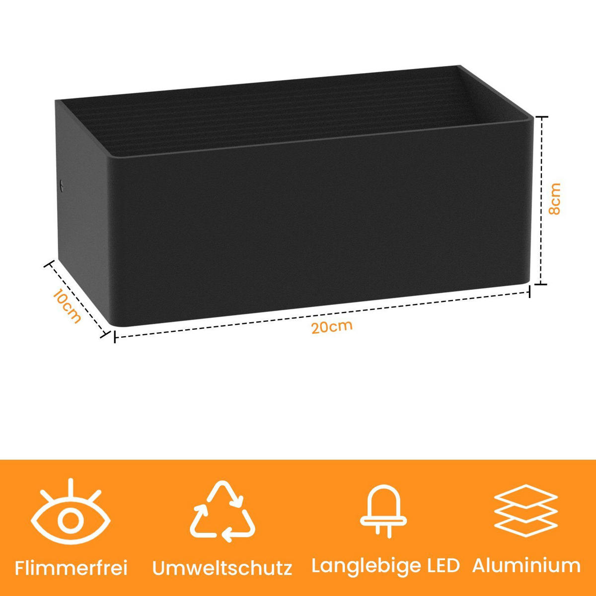 LED WANDLEUCHTE Herz - Schwarz, Metall (10/8/20cm) - Nettlife