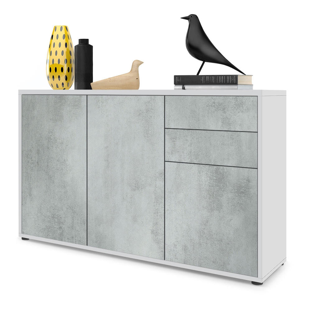 KOMMODE Ben Front in Beton Oxid Optik - Hellgrau, Holzwerkstoff (117/74/36cm) - Vladon