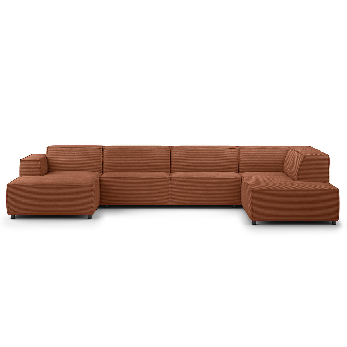 WOHNLANDSCHAFT mit Longchair & Ottomane - Schwarz/Braun, Kunststoff/Textil (369/70/234cm) - home24