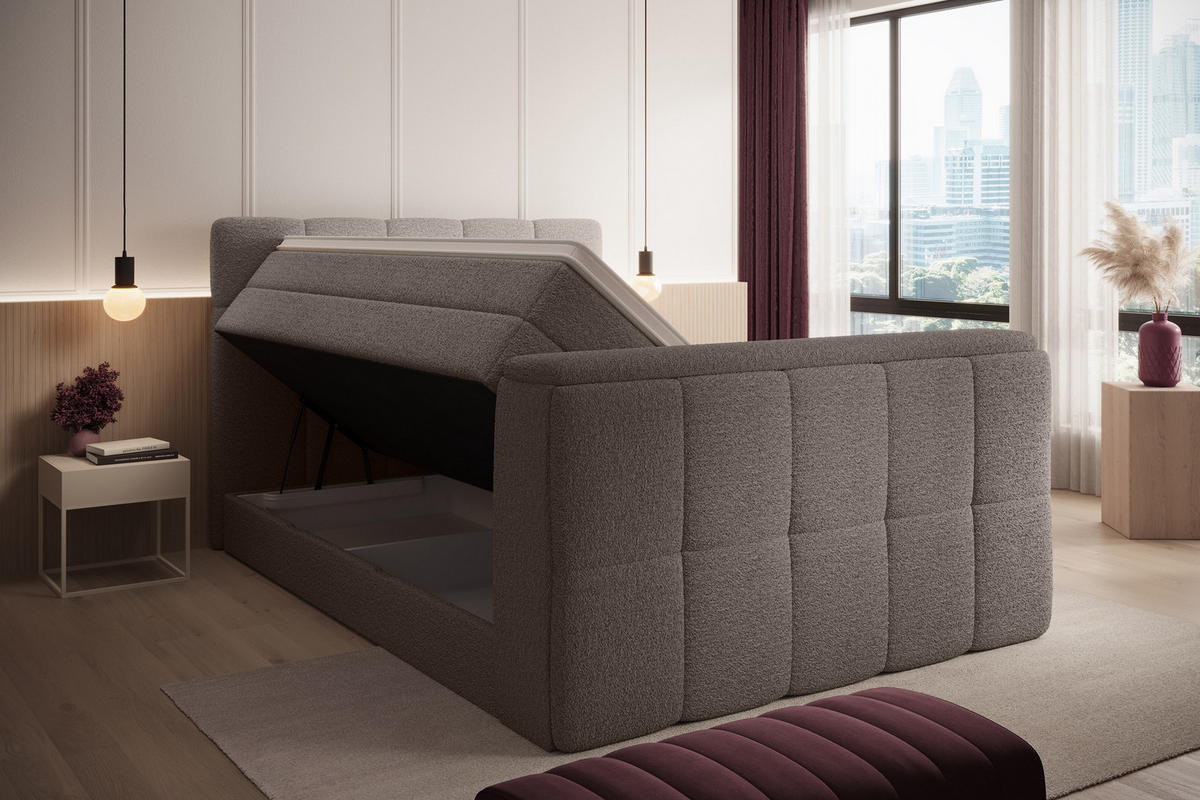 BOXSPRINGBETT Madison 3 braun 200/200 H2/H3 mit TV-Lift - Braun, Textil (200/200cm) - wonello