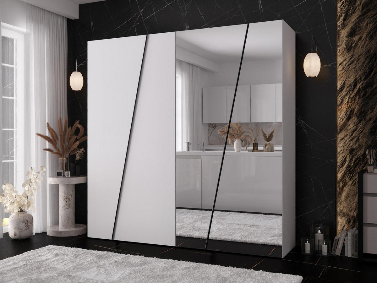 DREHTÜRENSCHRANK Zen 2L 200 cm - Schwarz/Weiß, Holzwerkstoff/Kunststoff (200/202/50cm) - MIRJAN24