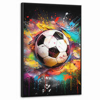 LEINWAND Bilder mit Rahmen - Fußball - Farbe - Farben - Schwarz - Weiß - 60x90 - Weiß, Textil (60/90cm) - MuchoWow