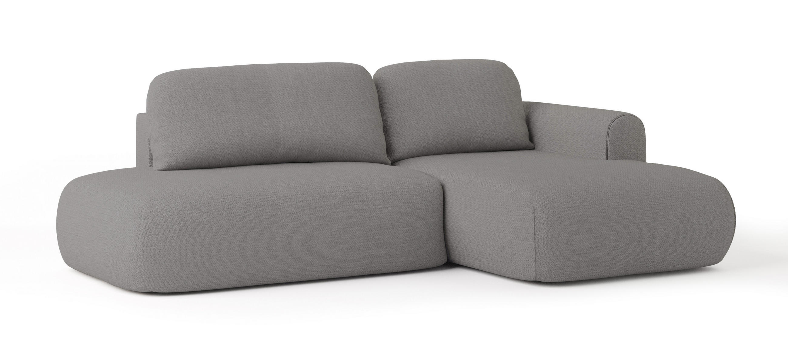 ECKSOFA NUVIRA R-S Grau Geflochtener Stoff mit Schlaffunktion - Grau, Holz (279/158cm) - MASSENO