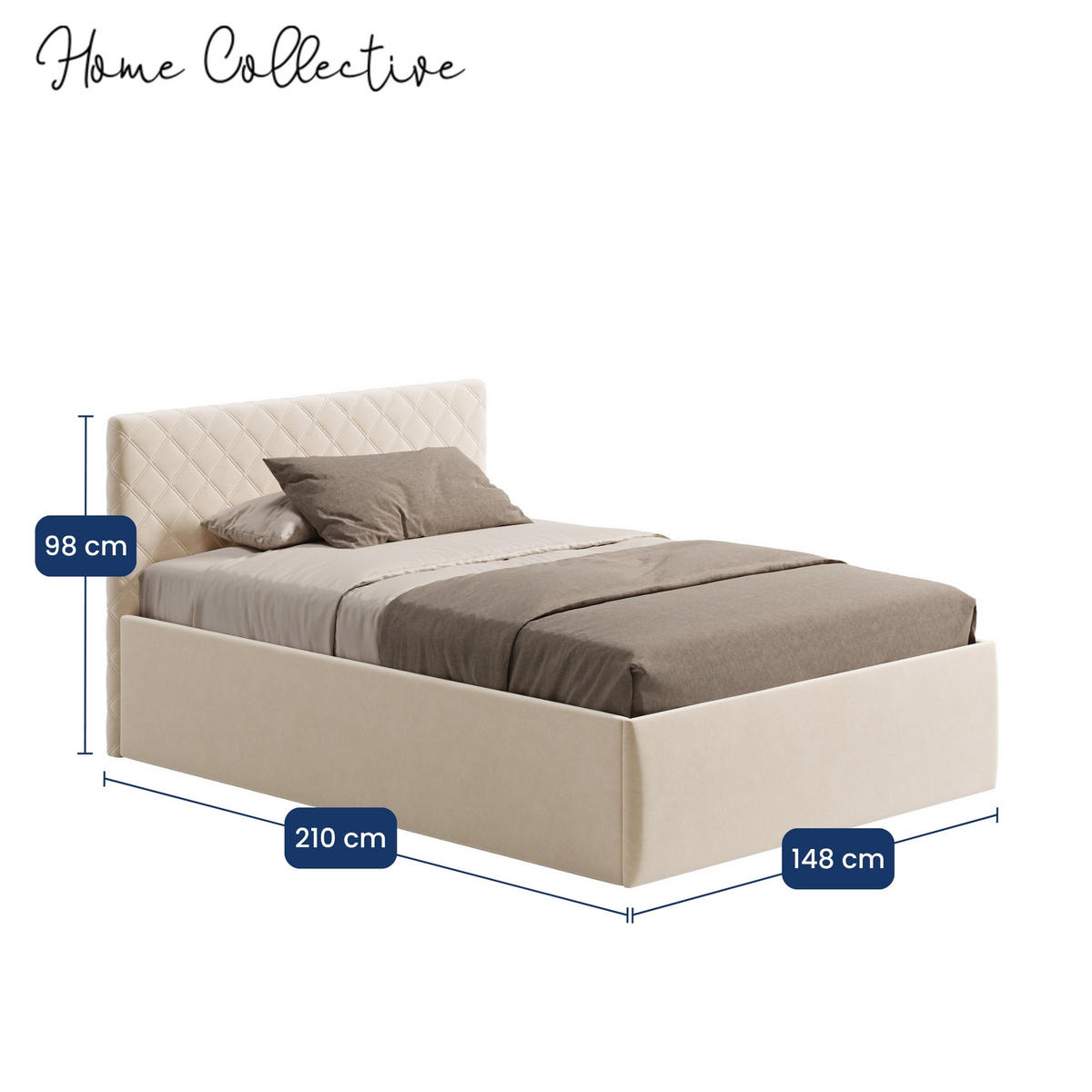 POLSTERBETT 140x200 cm Bonnellfederkernmatratze H2 in Creme - Creme, Textil (140/200cm) - Home Collective
