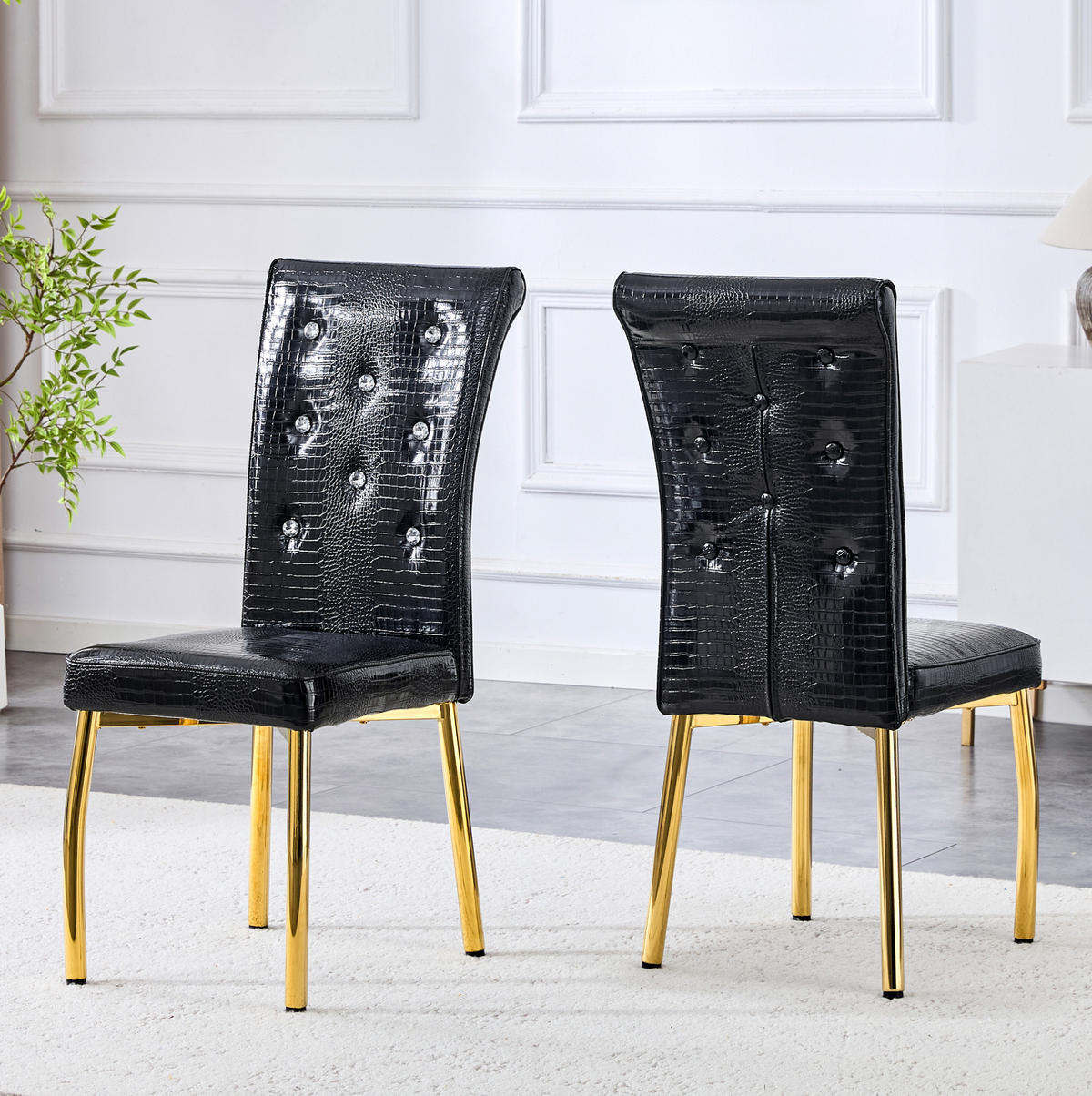 ESSZIMMERSTUHL 2er-Set PVC Schwarz Gold - Goldfarben, Metall (42/101/61.8cm) - Meubliv