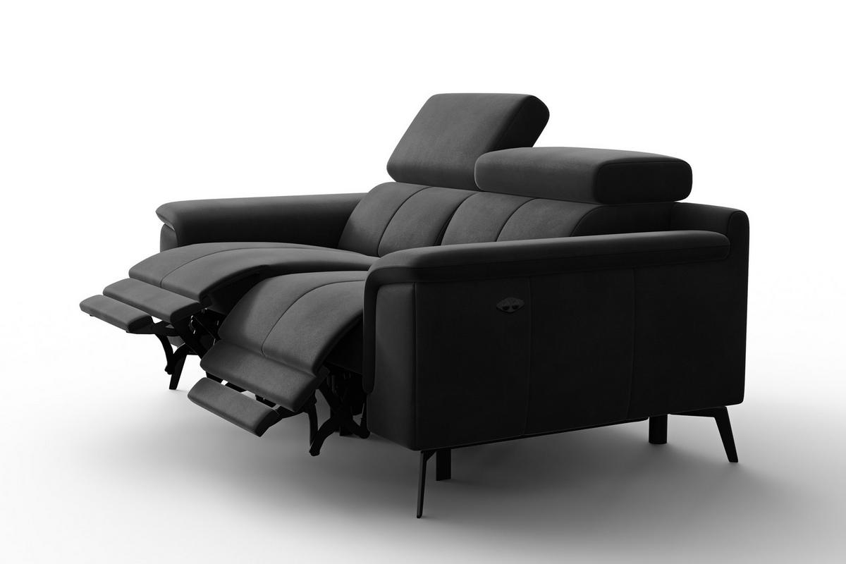 SOFA RELAX FIERO 2-Sitzer, Schwarzer Veloursstoff - Schwarz, Holz/Textil (170/82/103cm) - Courtois Laville
