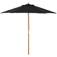 SONNENSCHIRM, Bambus+Tannenholz, Schwarz - Schwarz, Naturmaterialen/Holz (250/250cm) - Outsunny