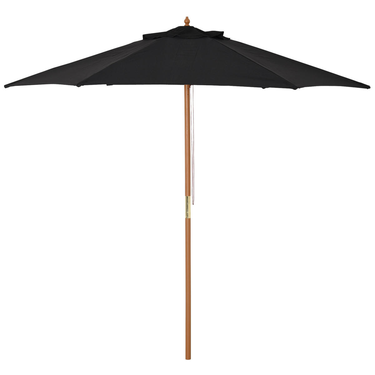 SONNENSCHIRM, Bambus+Tannenholz, Schwarz - Schwarz, Naturmaterialen/Holz (250/250cm) - Outsunny