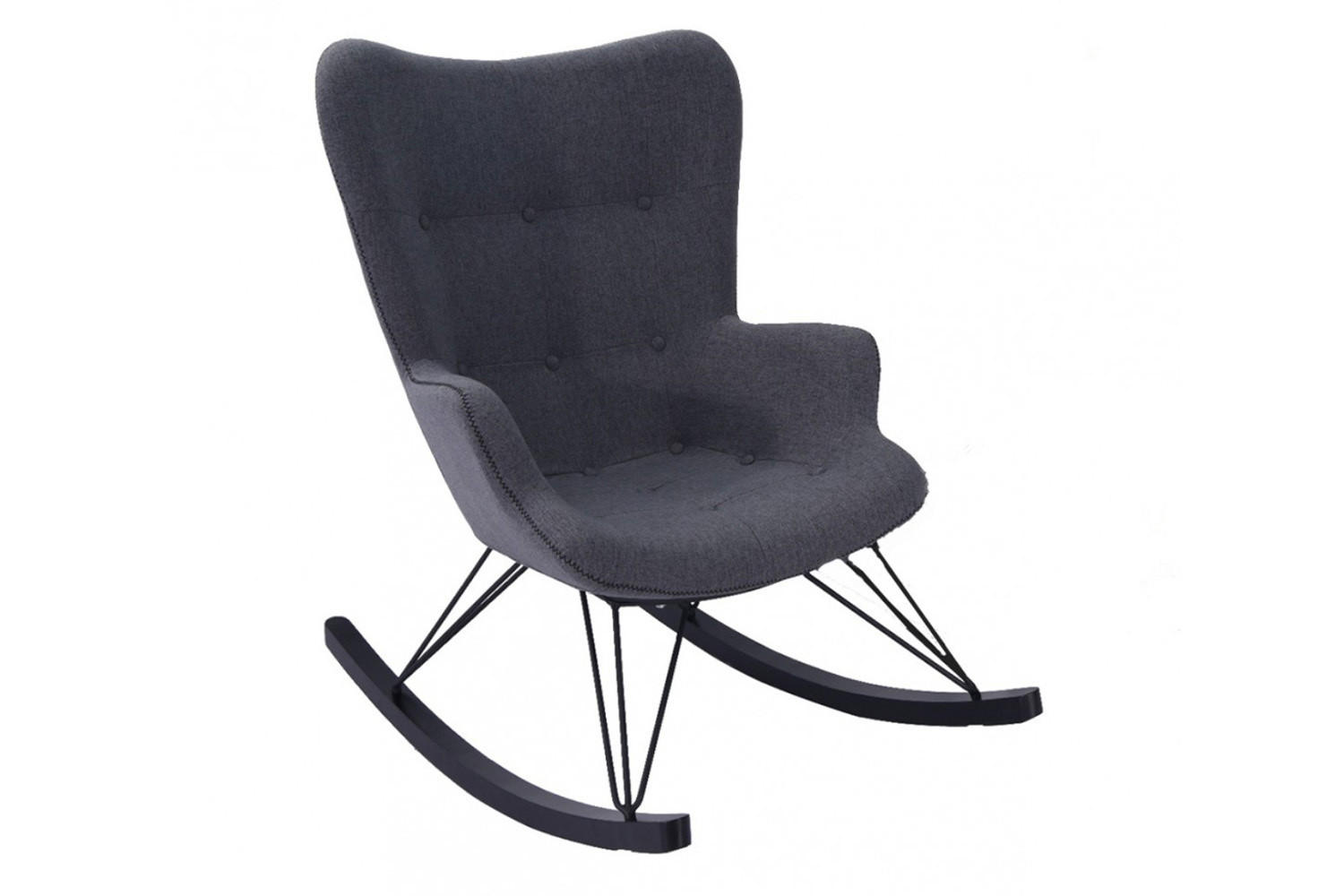 SCHAUKELSTUHL FREDY Grau Webstoff - Schwarz/Grau, Textil (68/99/96cm) - KAWOLA