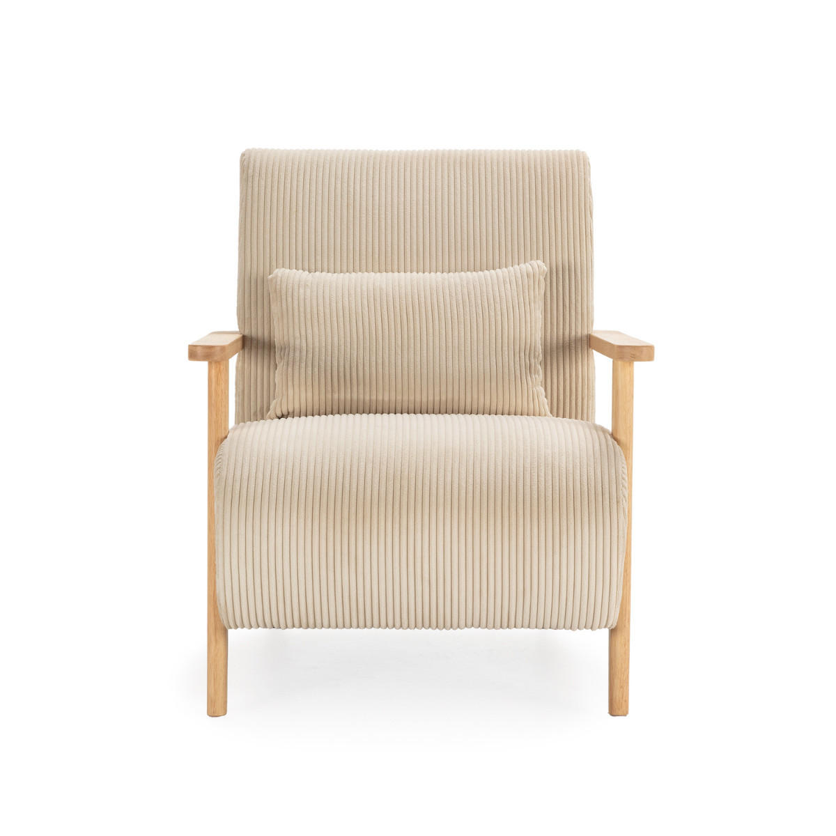 SESSEL aus Stoff mit Holzbeinen L70 cm - BONNIE - Beige, Textil (83/84/70cm) - Calicosy