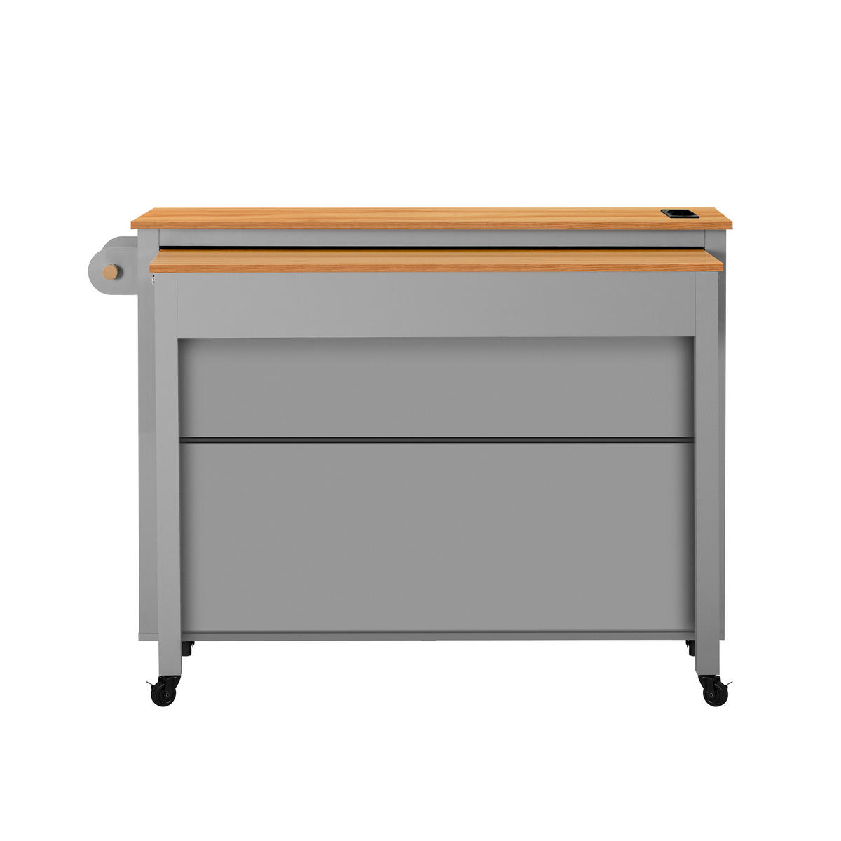 KÜCHENINSEL DE-41118 120/40-75/92 cm mit Ladestation Grau - Grau, Holzwerkstoff (120/92/40cm) - ComfortXL