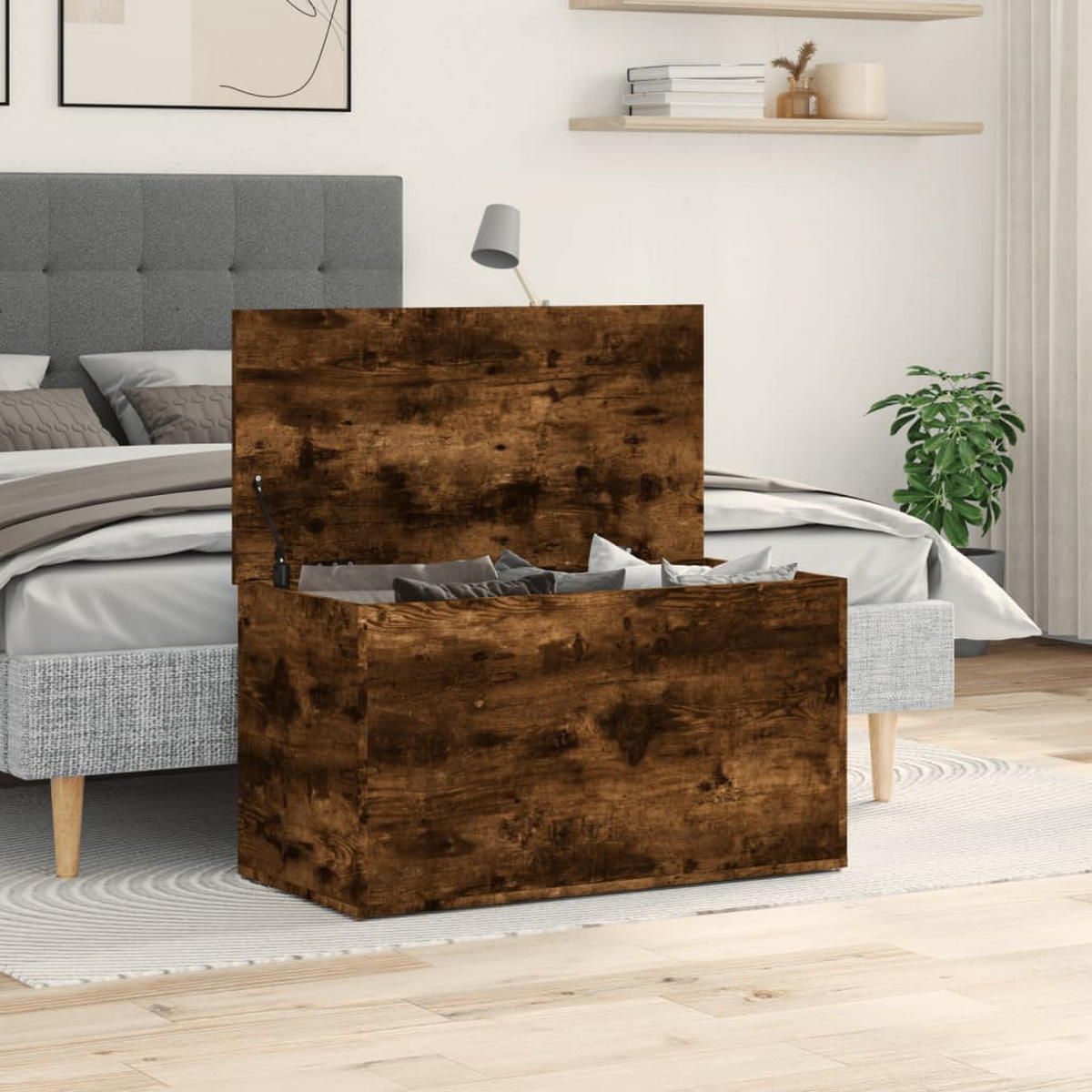 AUFBEWAHRUNGSTRUHE Räuchereiche 84/42/46 Cm Holzwerkstoff - Dunkelbraun, Holz (84/46/42cm) - vidaXL