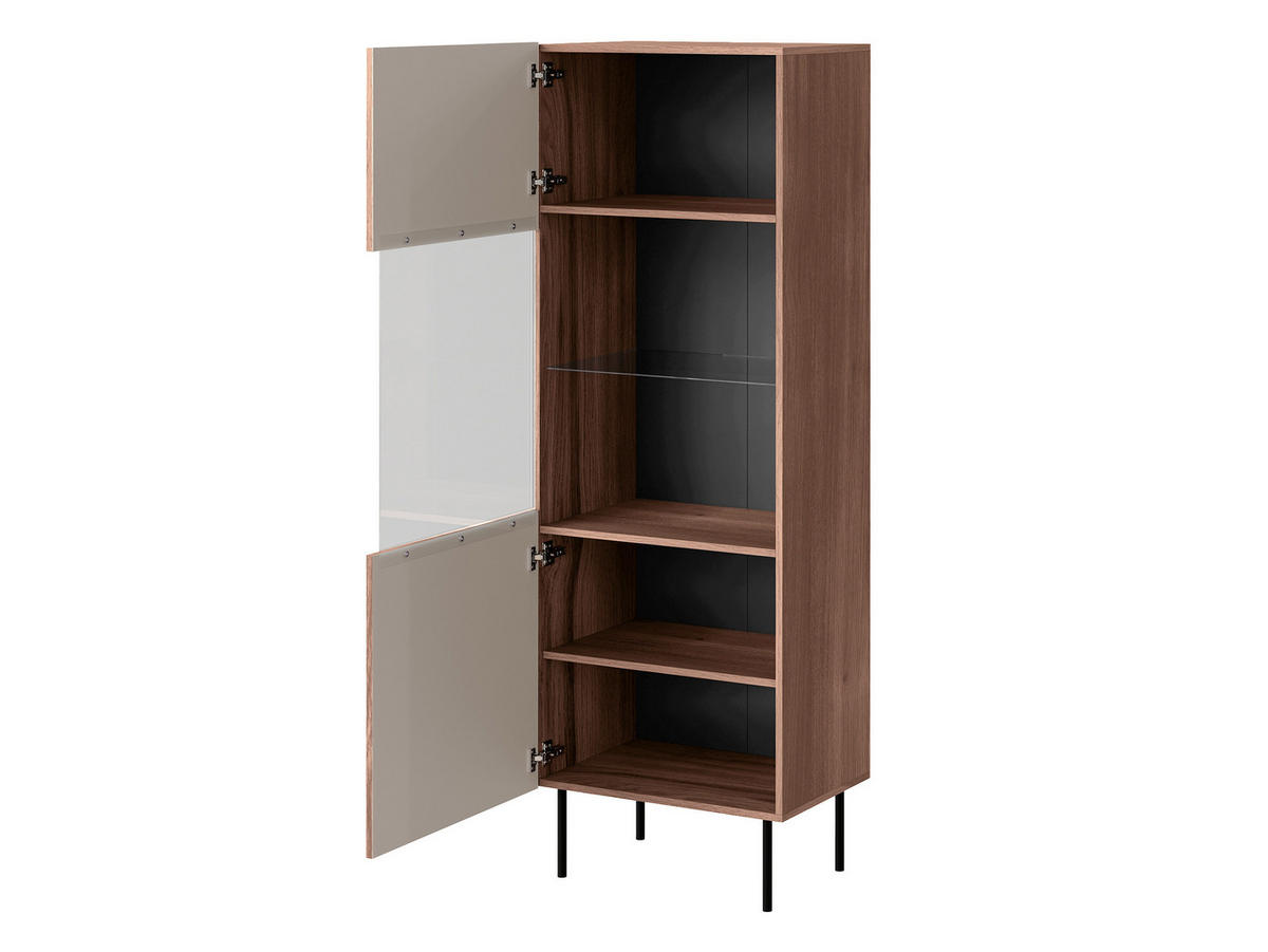 VITRINE Tacos - Schwarz/Braun, Holzwerkstoff/Metall (60/183/40cm) - MIRJAN24