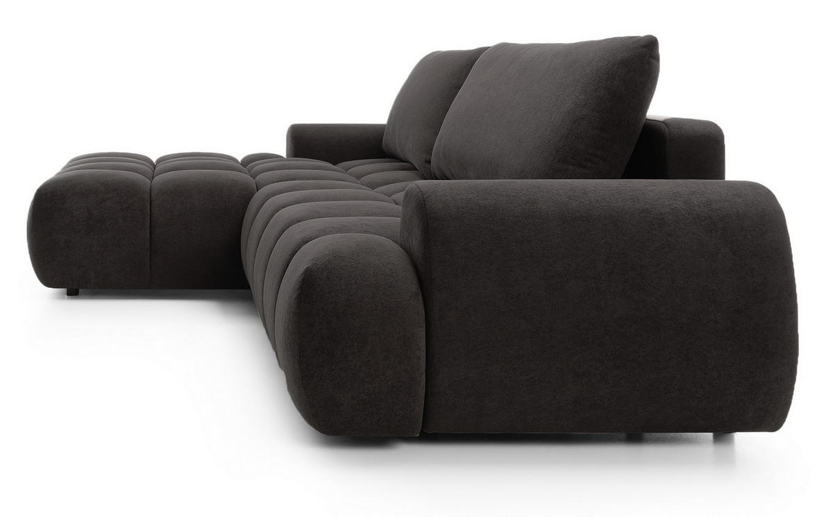 ECKSOFA 280 cm Valerio mit Bettkasten, 280 cm, Links, Schlaffunktion, Schwarz - Schwarz, Holz (280/177cm) - Emporius