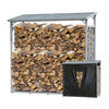 KAMINHOLZREGAL Außen 185x70x185 cm Aluminium Grau mit Wetterschutz 2,3 m³ / 3,5 SRM - Schwarz/Grau, Metall (185/185/70cm) - QUICK STAR