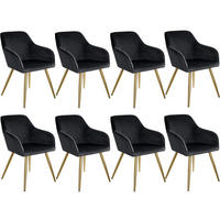 ESSZIMMERSTUHL 8er Set Marilyn 58 x 62 x 82 cm schwarz/gold - Goldfarben/Schwarz, Textil (58/82/62cm) - tectake
