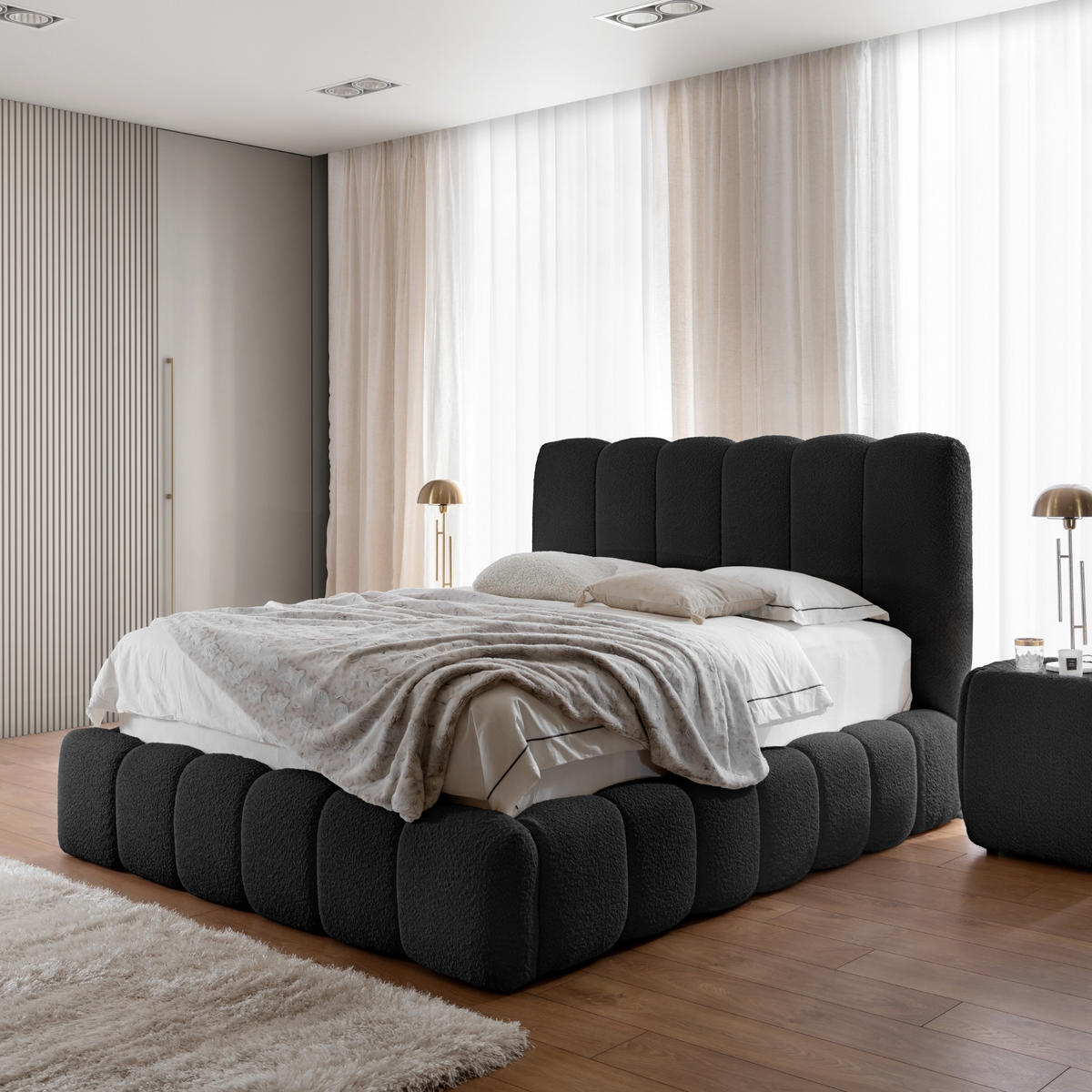 POLSTERBETT mit Stauraum 120x200 cm in Schwarz - Schwarz, Textil (120/200cm) - Home Collective