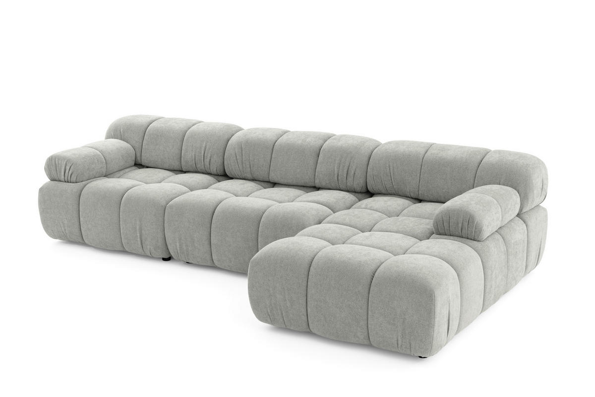 MODULARES Ecksofa MOMENTUM L, Rechts, Breite 282 cm, strukturierter Stoff, Grau - Chromfarben/Grau, Holz/Textil (155/282cm) - Muffo