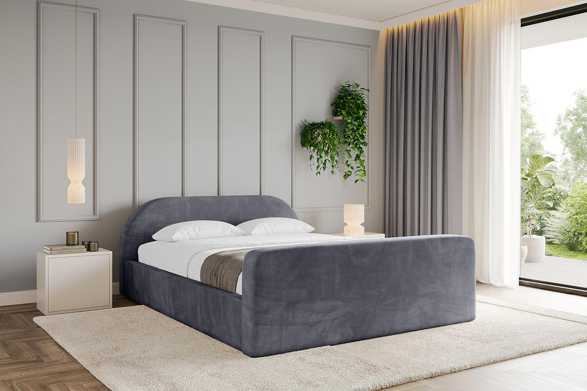 POLSTERBETT mit Bettkasten, Fußteil und Lattenrost, Boxbett ohne Matratze - TIVON-Z-V1 120x200 Dunkelgrau - Dunkelgrau, Holzwerkstoff/Textil (120/200cm) - ALTDECOR