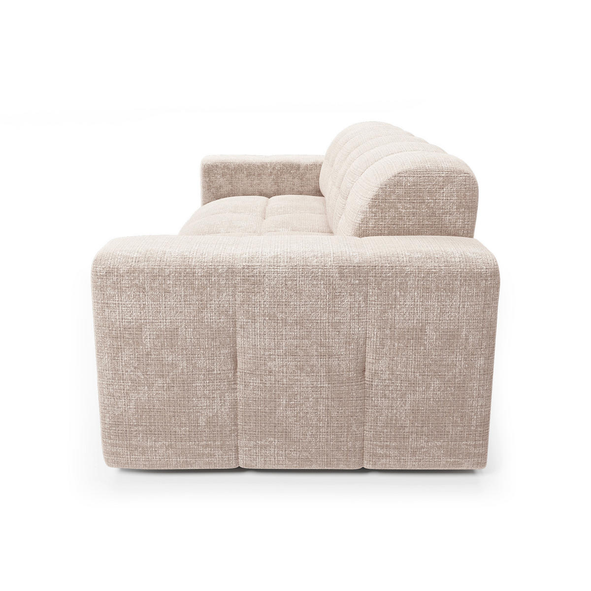 SOFA 4-SITZER geprägter Samt Creme 230cm - Creme, Textil (230/85/92cm) - Sia Home