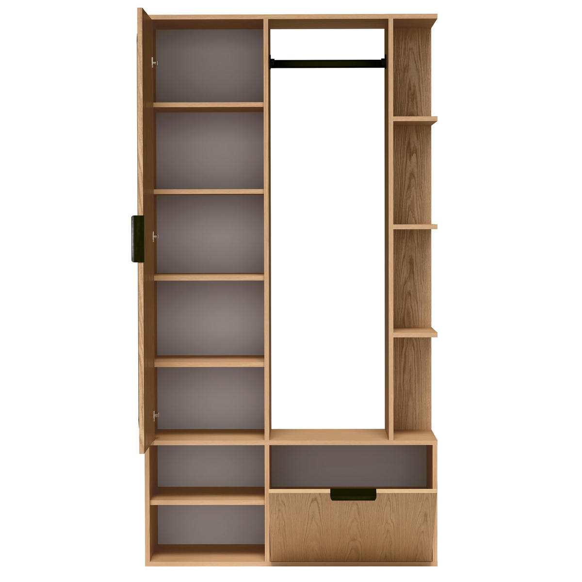 GARDEROBENSCHRANK Nemrut Braun 100/189/33 cm – Modern, mit Spiegel und viel Stauraum - Braun, Holzwerkstoff/Kunststoff (100/189.4/33cm) - AX Living