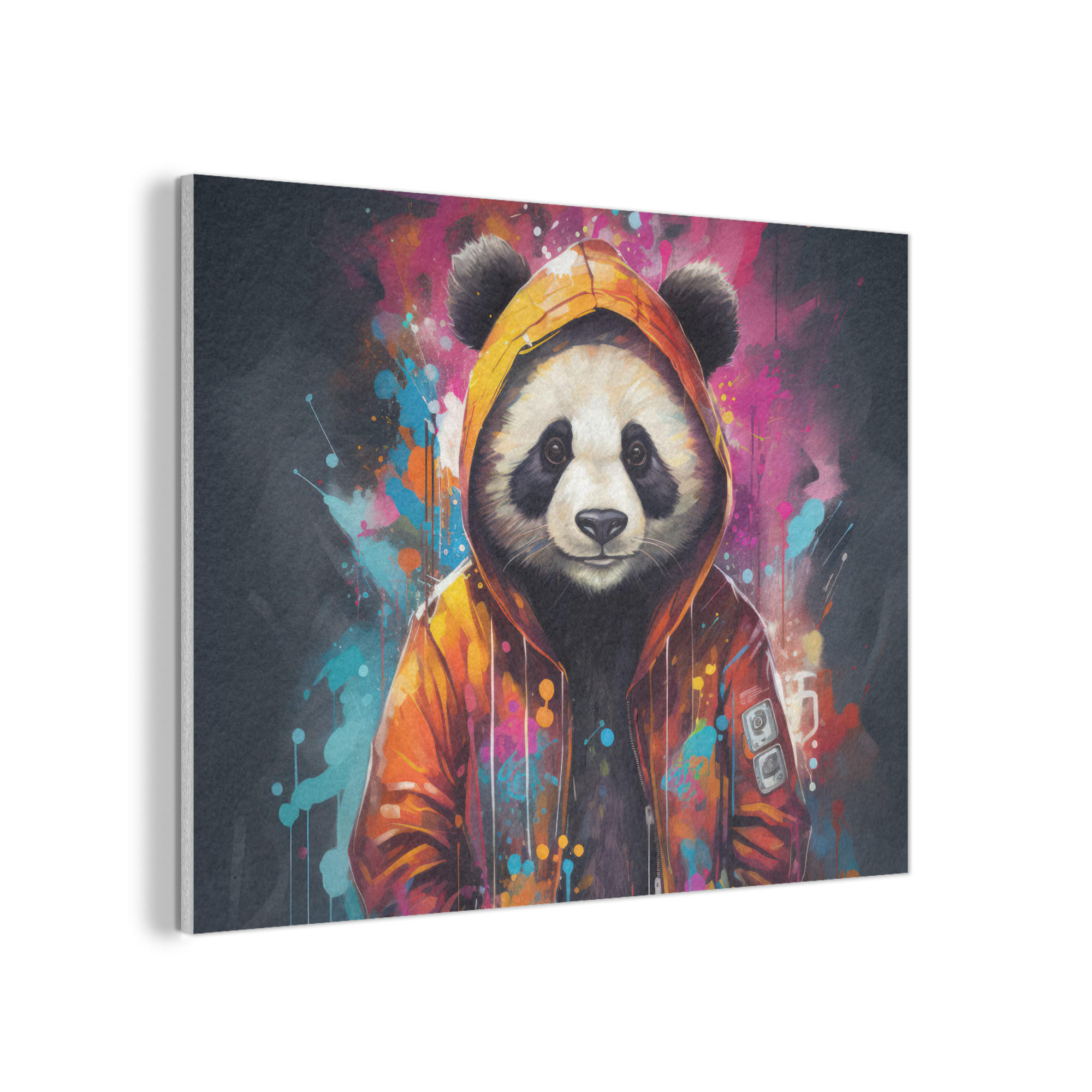 AKUSTIKPANEEL Panda - Jacke - Graffiti - Orange 80x60 cm - Orange, Textil (80/0.9/60cm) - MuchoWow