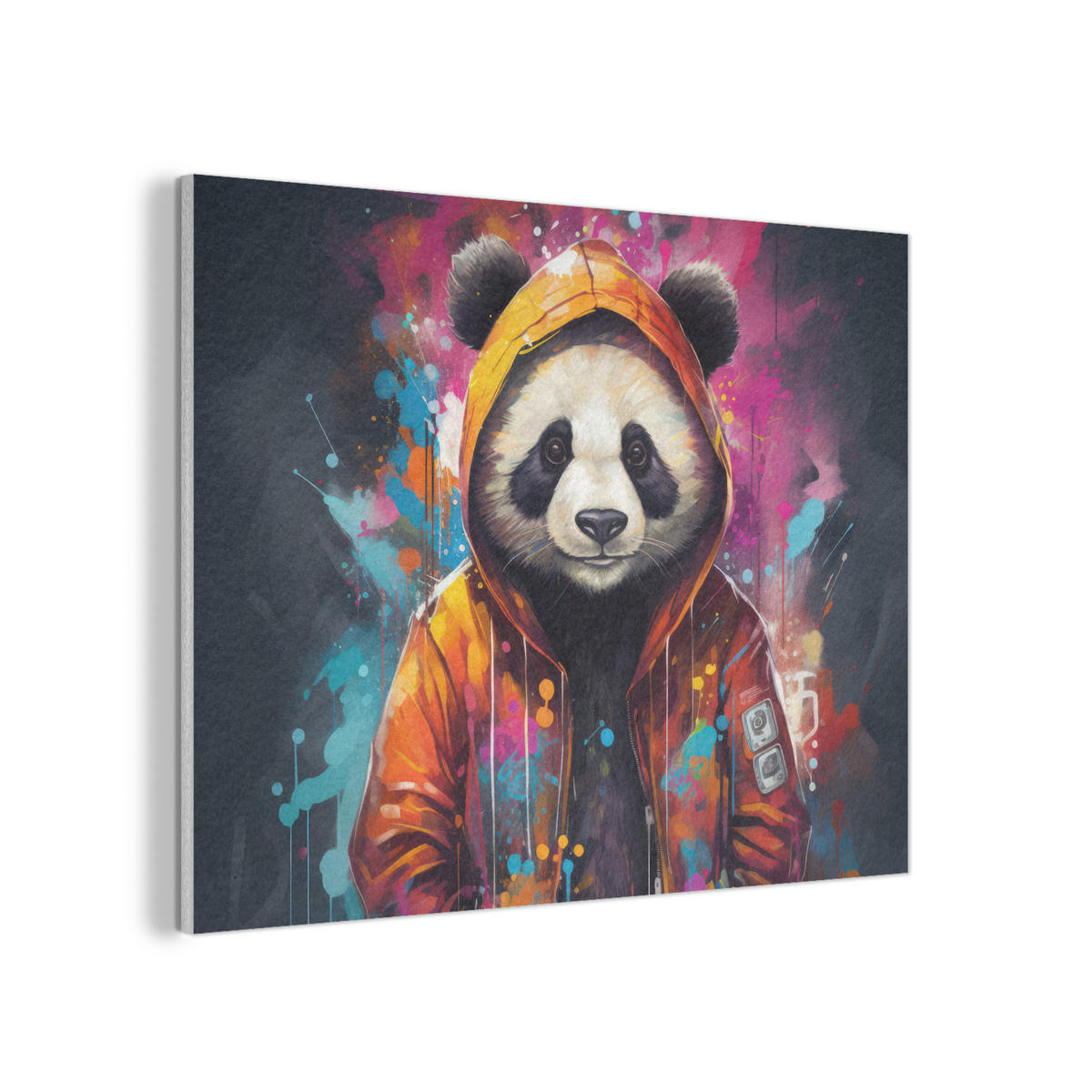 AKUSTIKPANEEL Panda - Jacke - Graffiti - Orange 100x70 cm - Orange, Textil (100/0.9/70cm) - MuchoWow