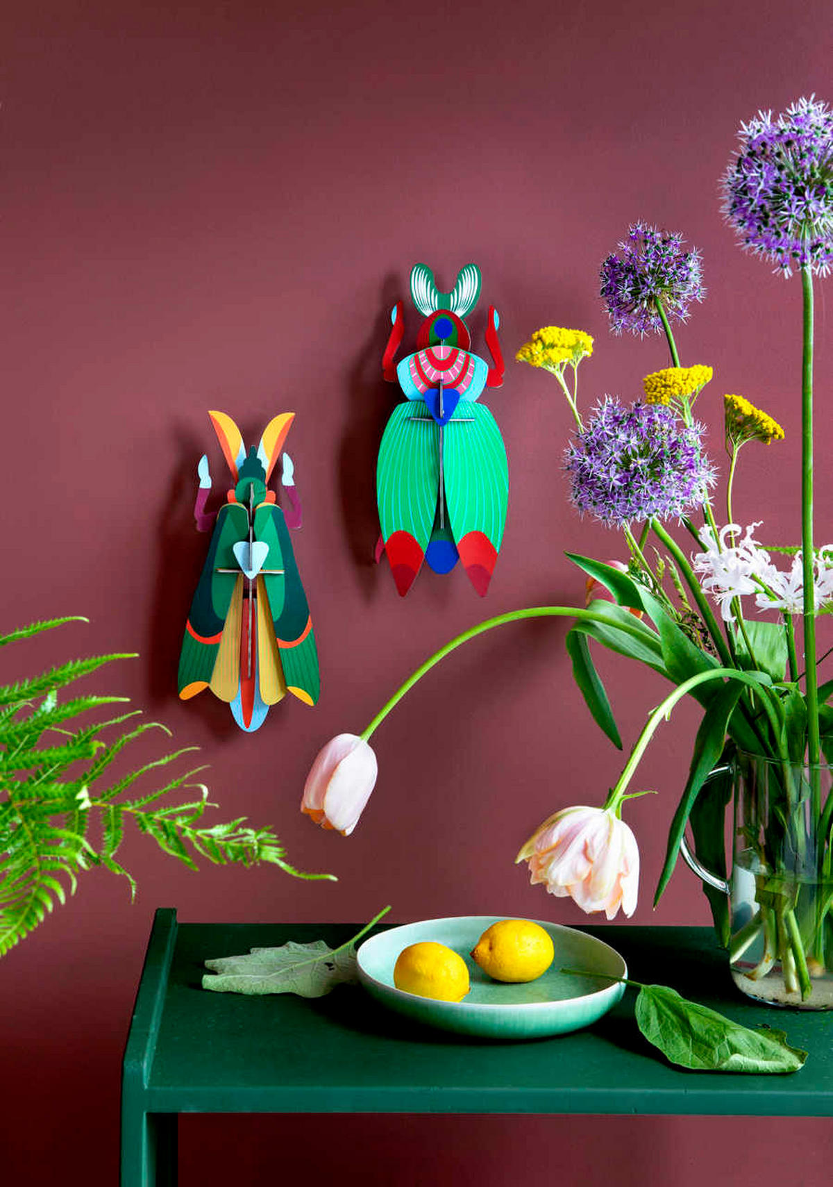 WANDDEKO Skarabäus 12/9 cm - Rot/Grün, Wellpappe (12/9/29cm) - KUNSTLOFT