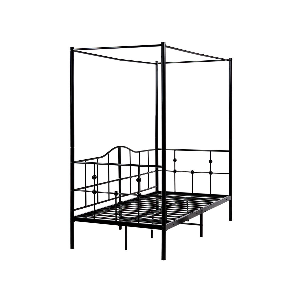 POSTELJA Z BALDAHINOM kovina 90/200 cm črna Artonne - črna, kovina (90/200cm) - Beliani