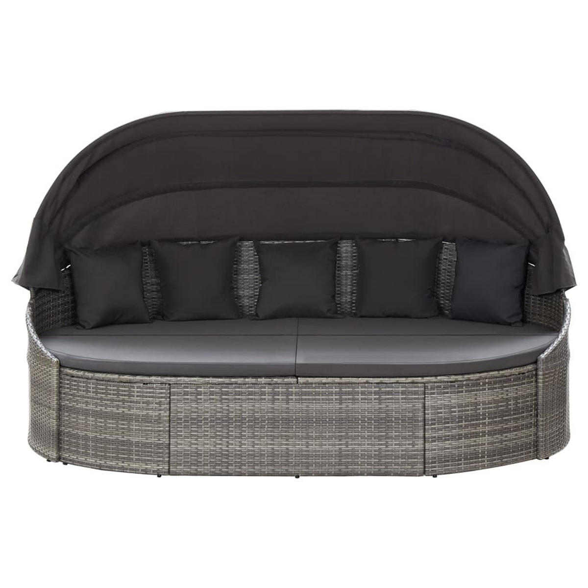 OUTDOOR-LOUNGEBETT Mit Dach Grau - Grau, Kunststoff (145/141/230cm) - vidaXL