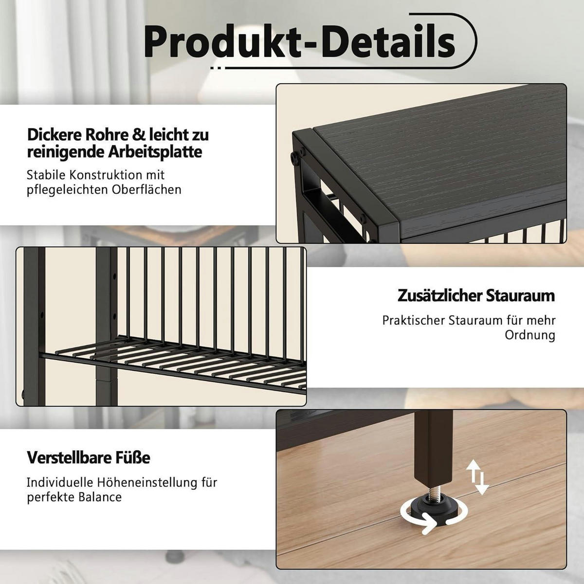 BEISTELLTISCH Schwarz mit Zeitschriftenhalter 18 x 43 x 56.5 cm - Schwarz, Metall (18/56.5/43cm)