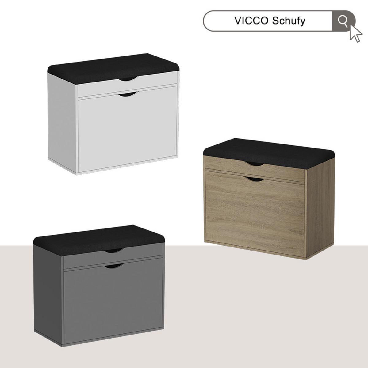 BOTNÍK S LAVICÍ Schufy Antracit - antracitová, kompozitní dřevo (60/51/30cm) - Vicco