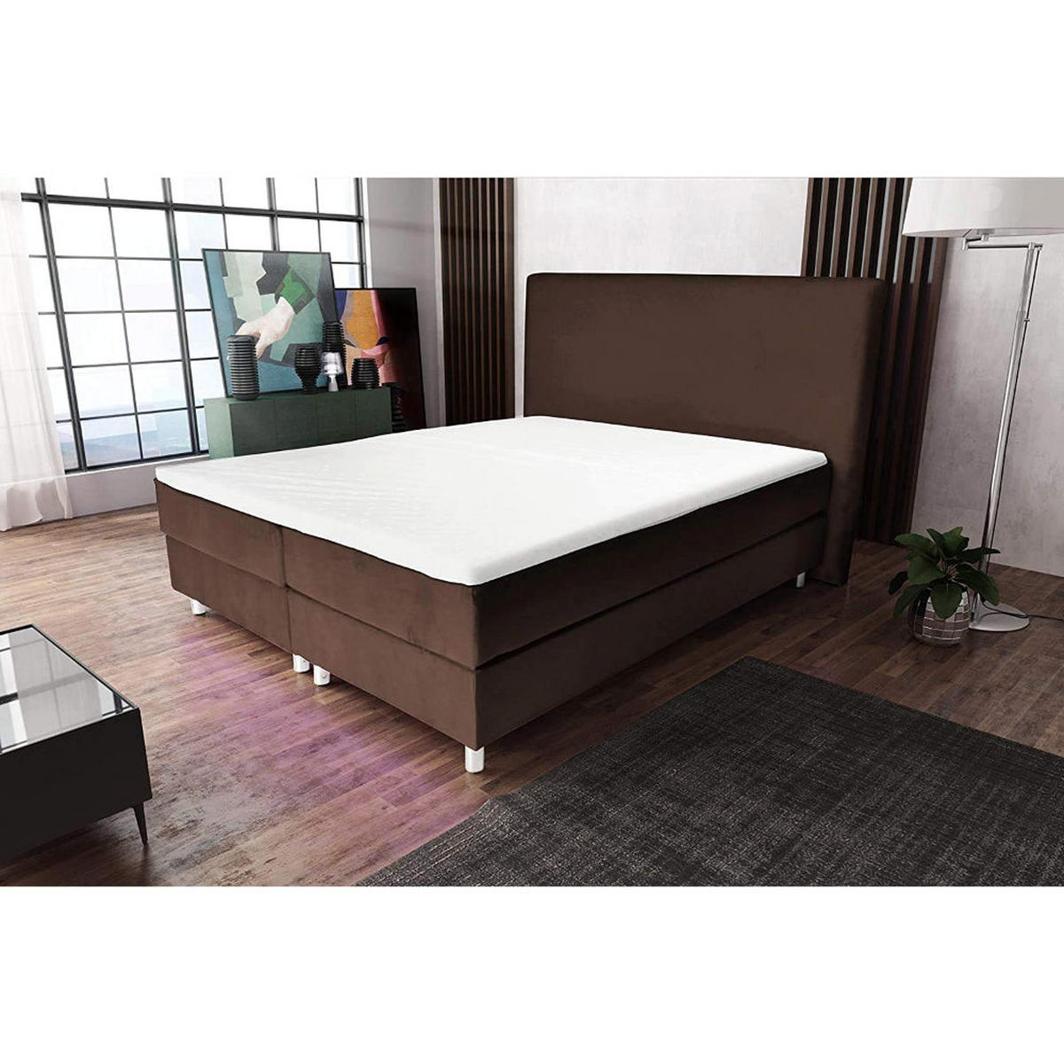 BOXBETT AMELIA mit Luxus 7-Zonen Taschenfederkernmatratze oder Bonellfederkernmatratze in Härtegrad H2, H3, H4 viele Farben und Größen - Dunkelbraun, Holz/Holzwerkstoff (140/200cm) - Best For Home