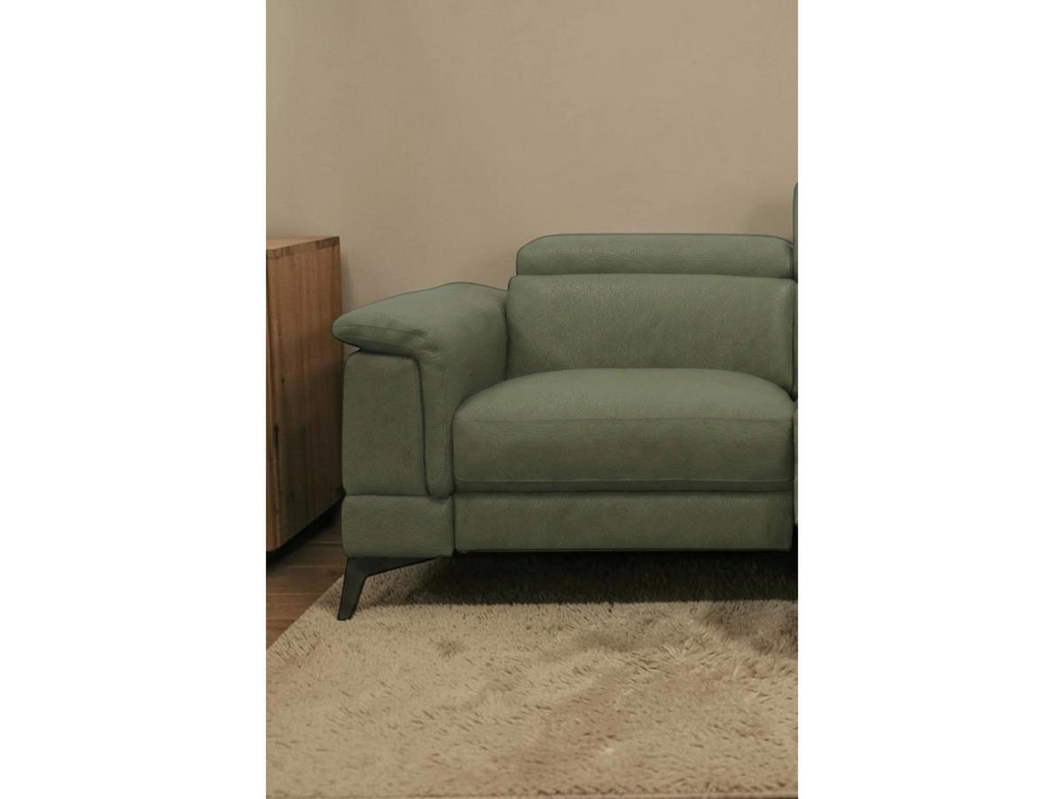 3-SITZER Sofa Planet Echtleder mit 1 x Relaxfunktion Olivgrün - Olivgrün, Leder/Metall (200/80/110cm)