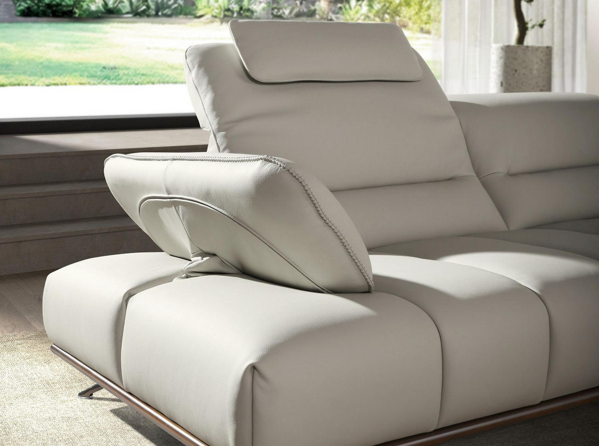 ECKSOFA Rechtsseitiges Ecksofa aus hellgrauem Leder 310/235/102 cm - Chromfarben/Dunkelgrau, Leder/Metall (310/235cm) - ANGEL CERDA