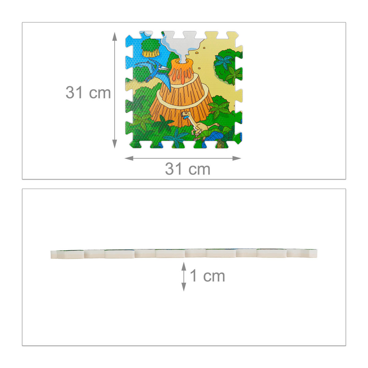 DINO Spielmatte - Multicolor, Kunststoff (31/31cm) - Relaxdays