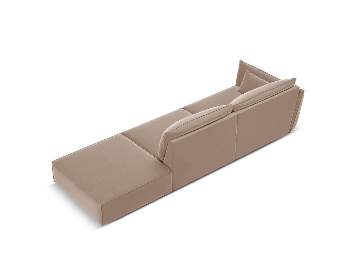 RECHTES-SOFA Kaelle aus Samt beige 4 Sitzplätze - Beige, Textil (110/85/264cm) - Micadoni