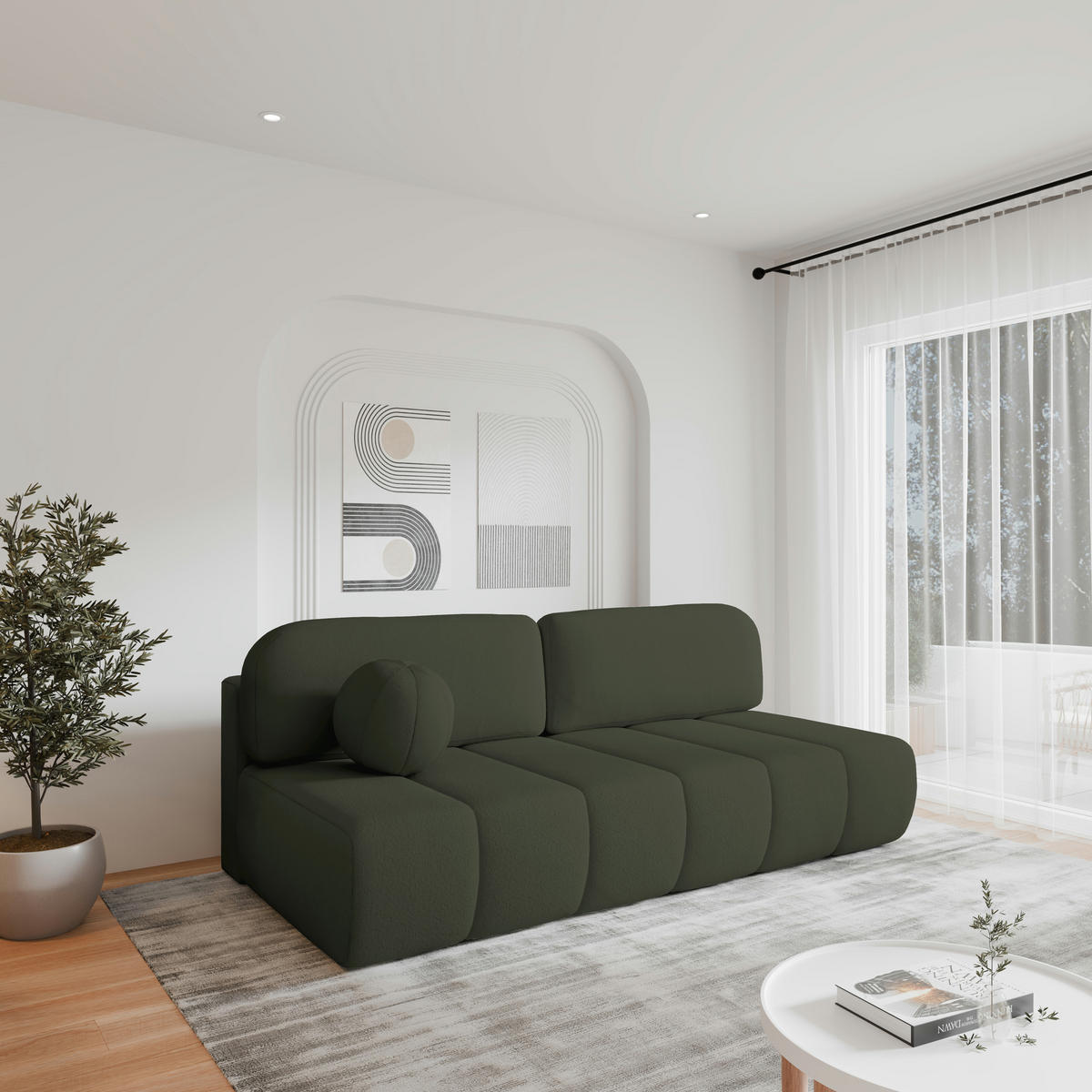 SCHLAFSOFA - Fluffy - Dunkelgrün (Arena 12) - Dunkelgrün, Holz (210/88/104cm) - Möblo
