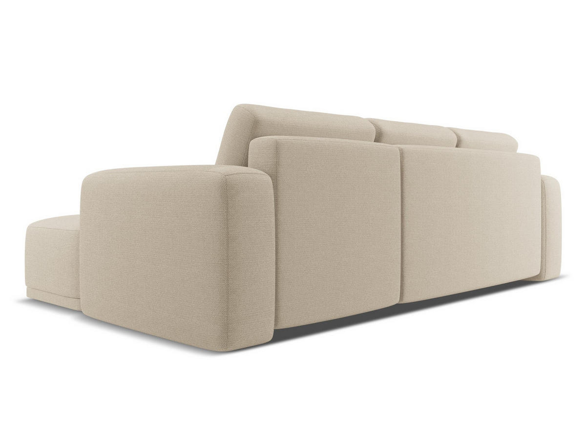ECKSOFA mit Schlaffunktion Chenille Stoff Beige - Beige/Schwarz, Kunststoff/Textil (258/160cm) - Makamii