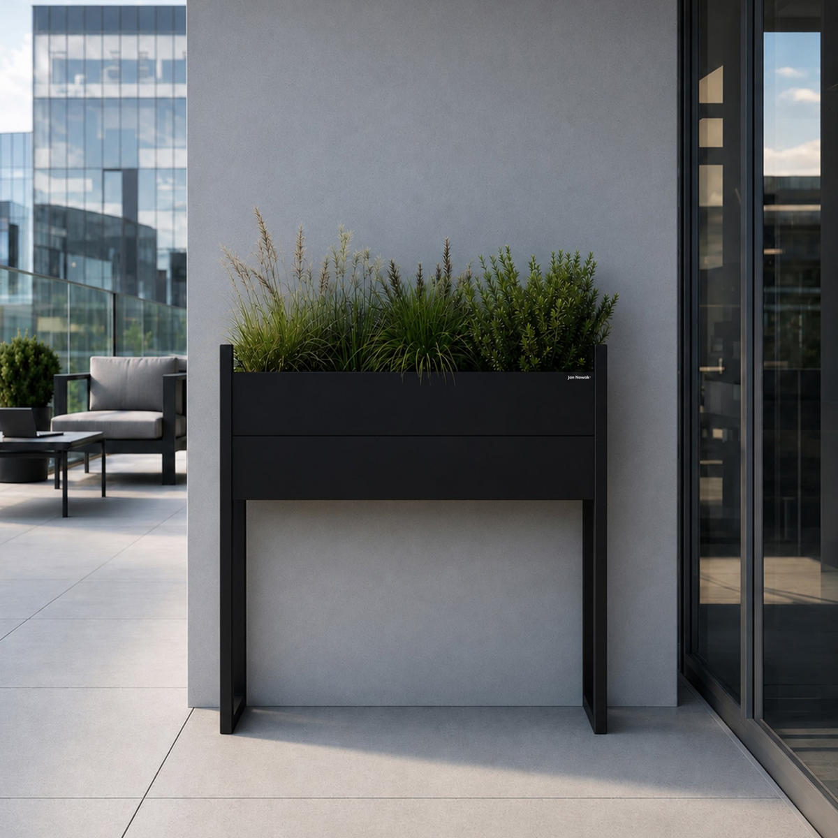 BLUMENKASTEN MARGARET H 100x100x38 cm - Schwarz, Metall (100/100/38cm) - Jan Nowak