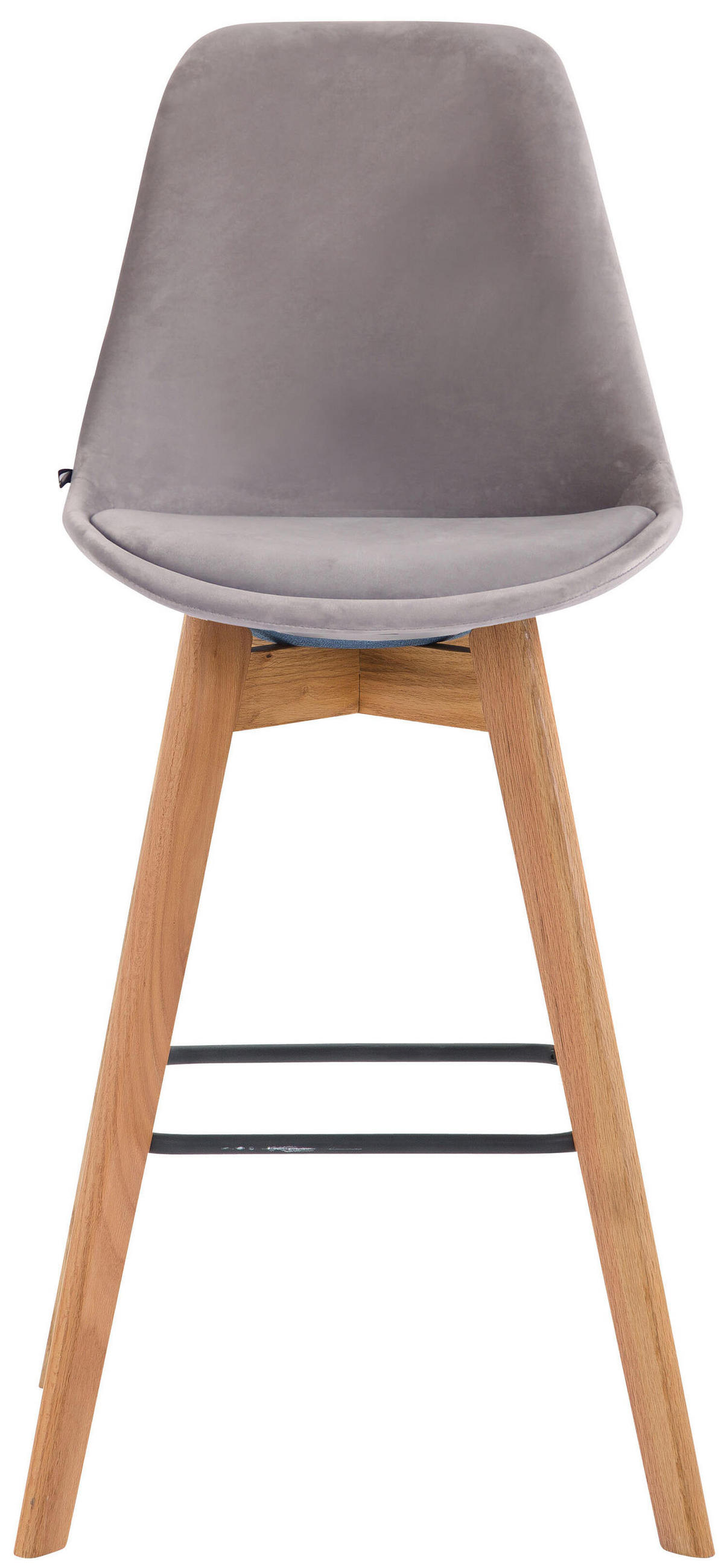 BARHOCKER Medoc, 2er Set, Gestell Natura, Samt Grau - Naturfarben/Grau, Holz/Textil (48/100/56cm) - TPFLiving