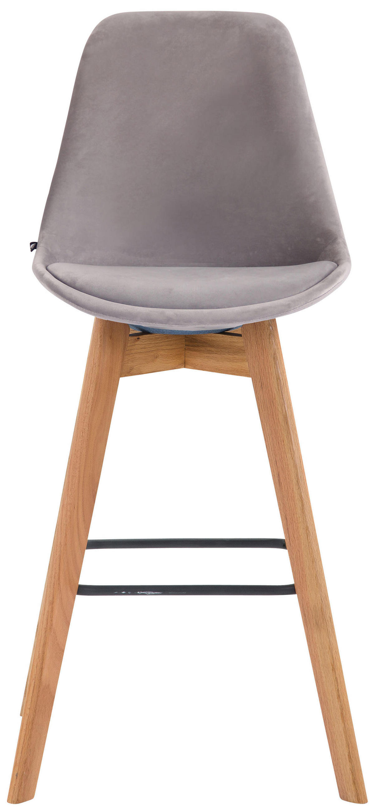 BARHOCKER Medoc, 2er Set, Gestell Natura, Samt Grau - Naturfarben/Grau, Holz/Textil (48/100/56cm) - TPFLiving