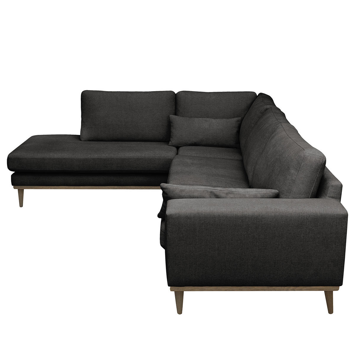 ECKSOFA mit Ottomane - Eichefarben/Schwarz, Eichenholz/Textil (287/219cm) - home24