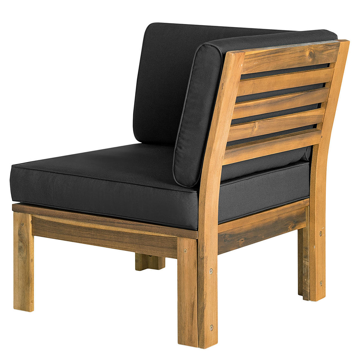 LOUNGEECKE - Webstoff / Akazie massiv - Anthrazit, Holz/Textil (71/73/71cm) - home24