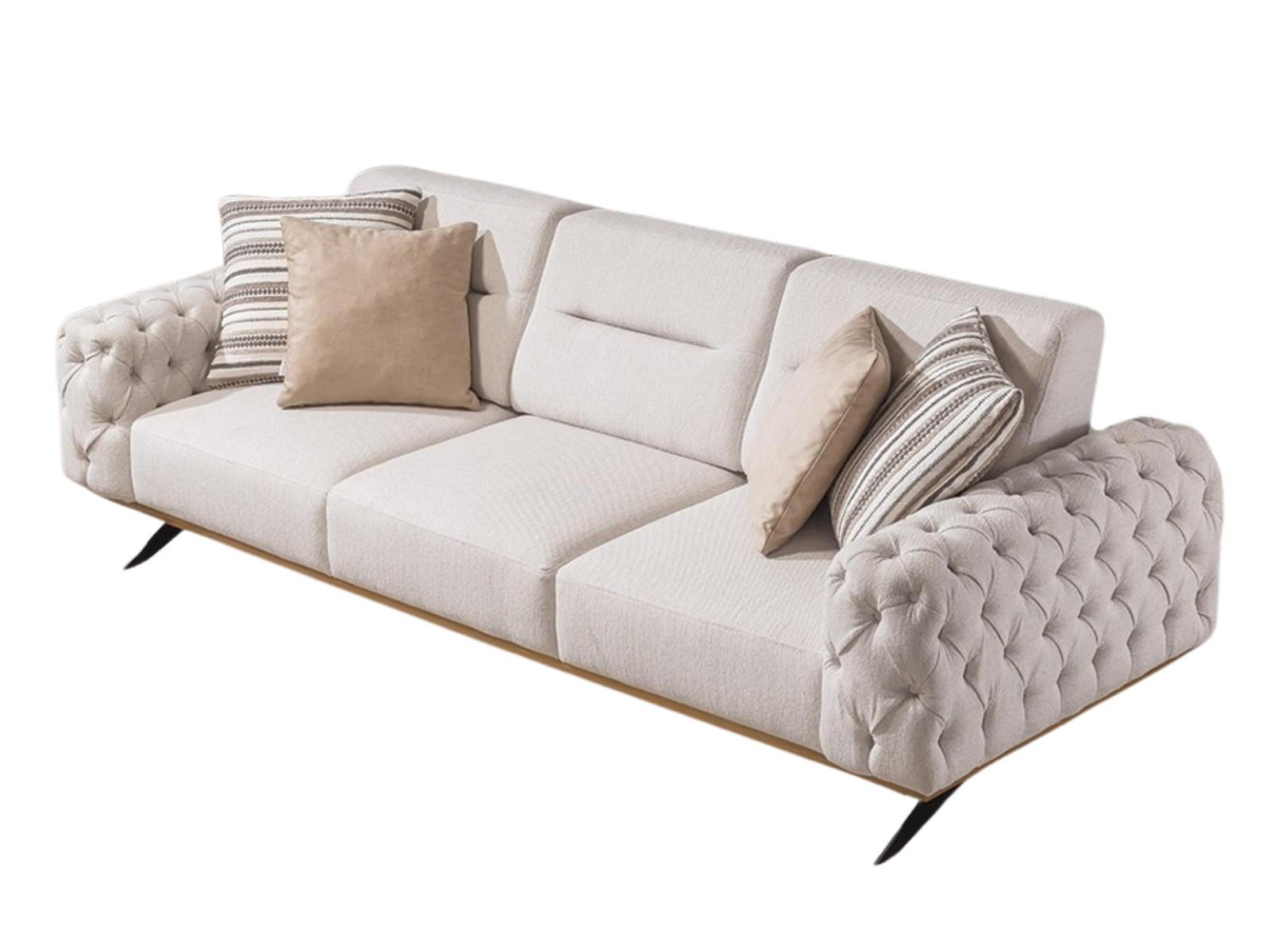 SOFA Havana 4-Sitzer Samt Creme - Beige, Textil/Metall (265/87/95cm) - Villa Möbel