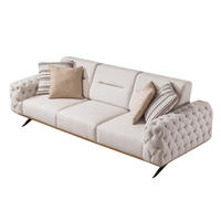 SOFA Havana 4-Sitzer Samt Creme - Beige, Textil/Metall (265/87/95cm) - Villa Möbel