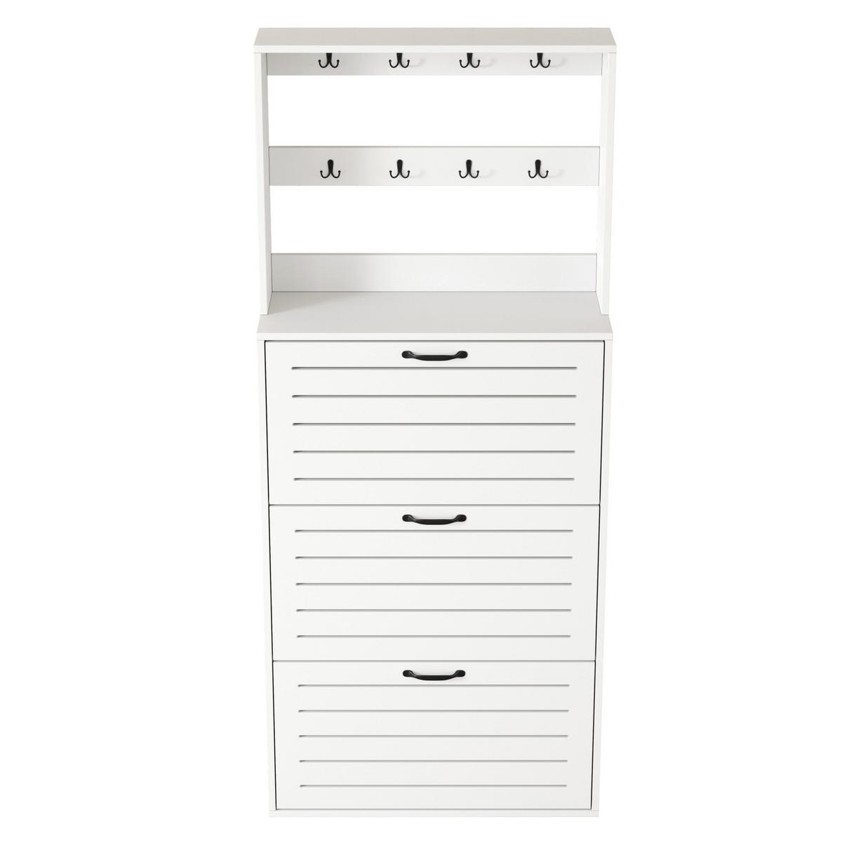 SCHUHSCHRANK mit Haken 70 x 25 x 165 cm Weiß - Weiß, Holz (25/163/70cm) - Beauniv